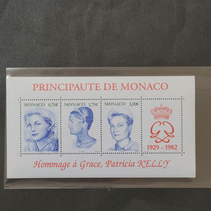 1982년 모나코 그레이스 켈리 기념 우표 시트Homm