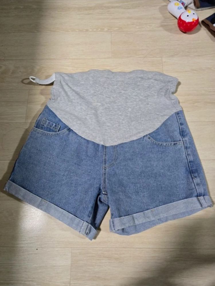 임산부 청 롤업 반바지, L (임부복) 이미지
