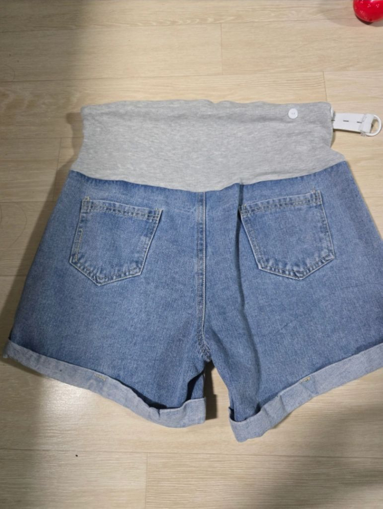 임산부 청 롤업 반바지, L (임부복)--4