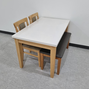 화이트 대리석 식탁 테이블 의자 & 벤치 가구 세트
