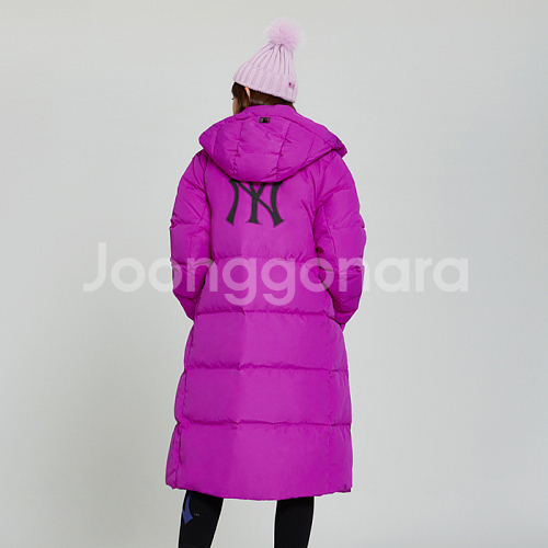mlb 뉴욕양키스 메가로고 다운 롱패딩(퍼플)--1