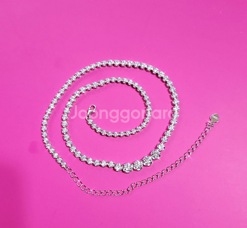 새 상품)실버 모이사나이트 테니스목걸이--5