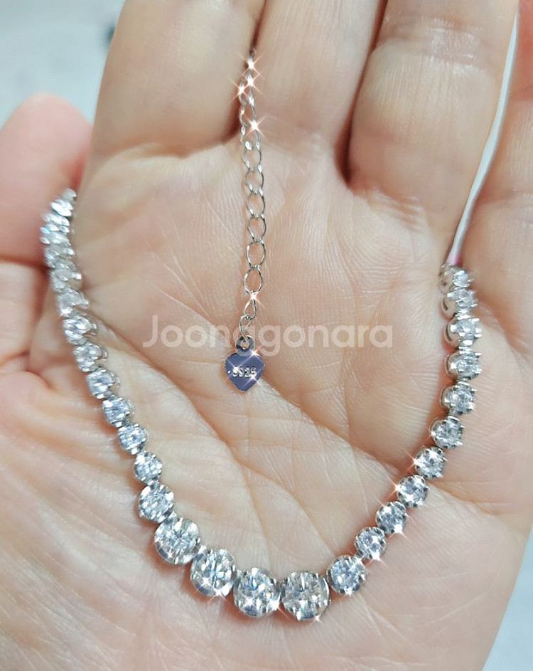 새 상품)실버 모이사나이트 테니스목걸이--1