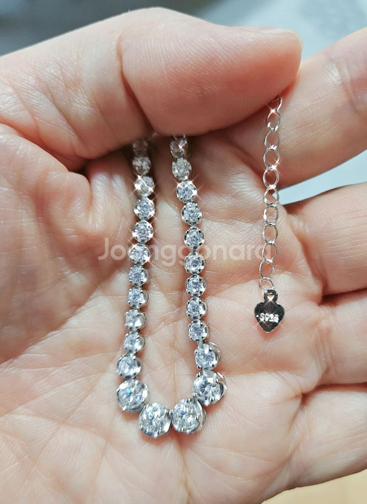 새 상품)실버 모이사나이트 테니스목걸이--4