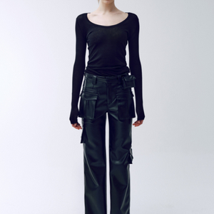 Mina song PANTS BLACK LEATHER