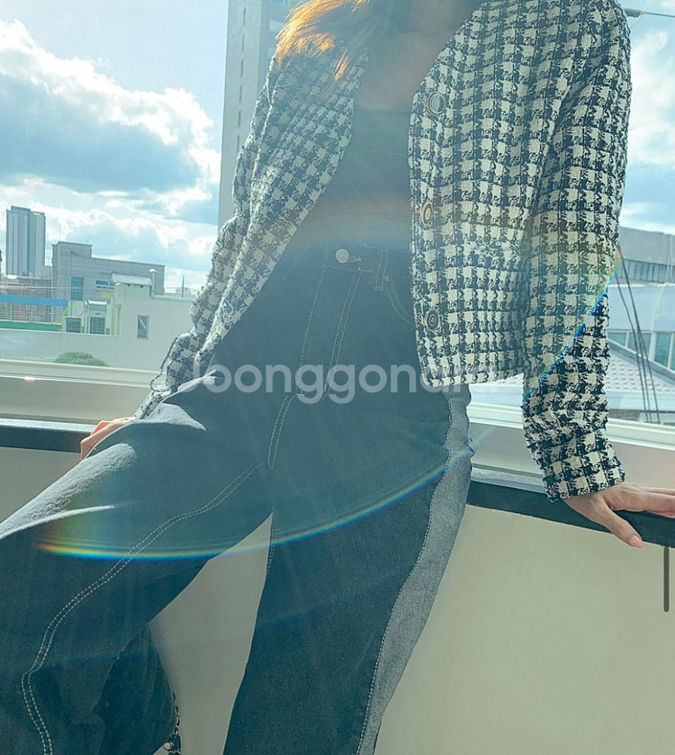 바닐라세컨드 투톤라인와이드데님팬츠--7