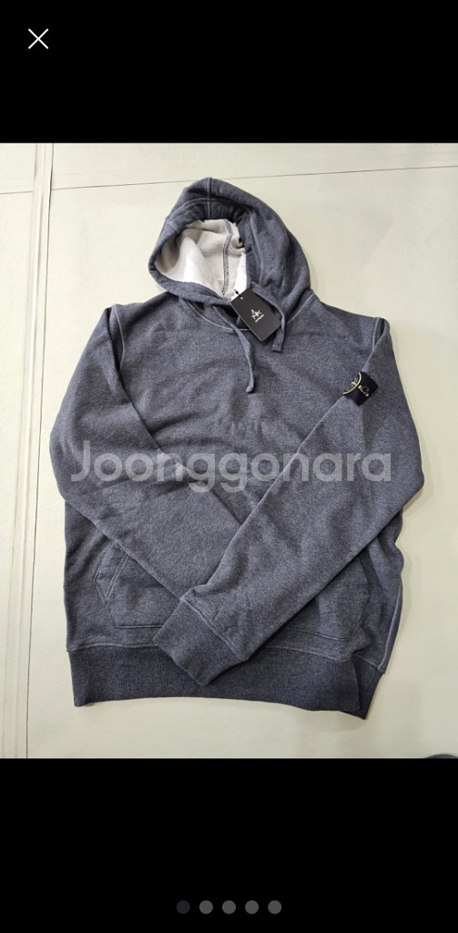 스톤아일랜드 패치후드티 차콜 L 새상품--0