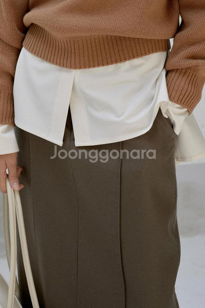 [수아마르] Reine Wool Skirt 브라운/블랙--5