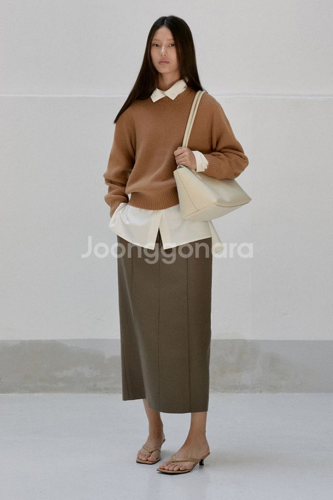 [수아마르] Reine Wool Skirt 브라운/블랙--4