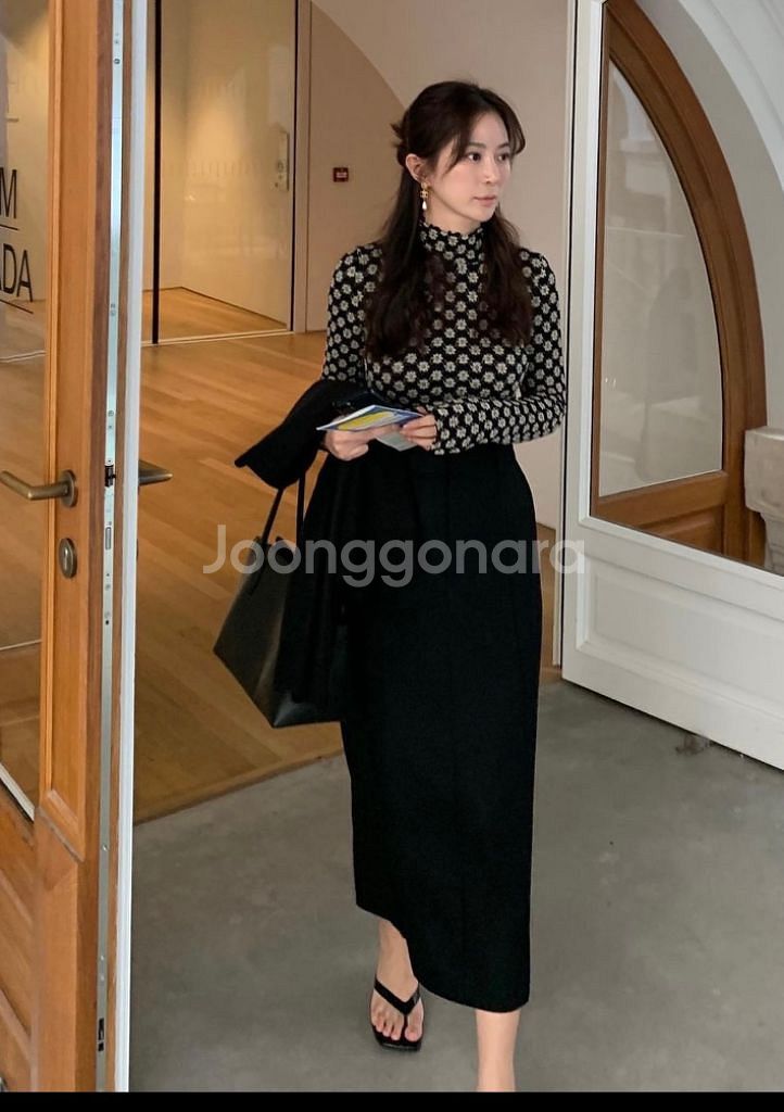 [수아마르] Reine Wool Skirt 브라운/블랙--6