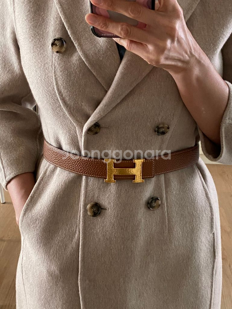 정품 에르메스 H로고 콘스탄스 리버시블 여성 벨트--9