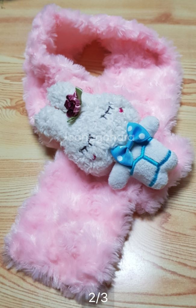 유아 핑크 목도리--1