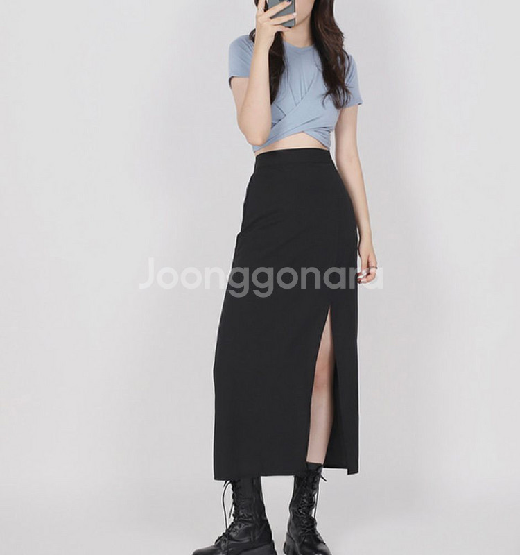 언발 트임 롱스커트 데이트룩 꾸안꾸 여친룩--3