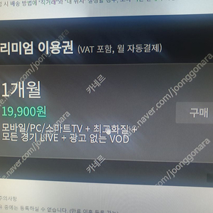 스포티비 나우 프리미엄 1개월 이용권