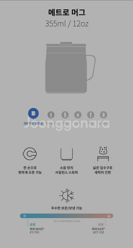 메트로 머그 스테인레스 컵 355ml 네이비 새상품 팜--6