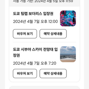 4/7(일) 도쿄 팀랩보더리스 입장권 2매