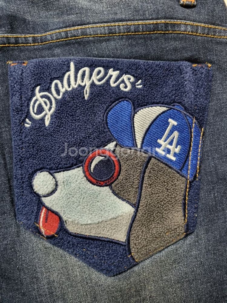 31)MLB 빅퍼피 워싱 스판 USA 일자청바지--3