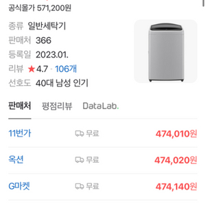 LG 통돌이 세탁기 23년식