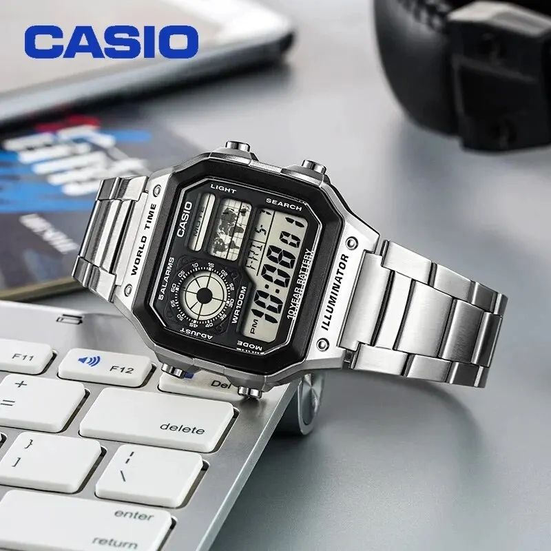 카시오 디지털 전자 시계 스톱워치 방수 스포츠 시계
