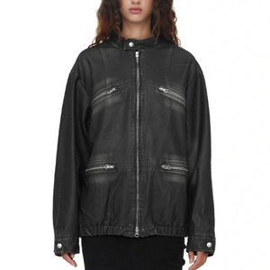 LEATHER BOMBER JACKET