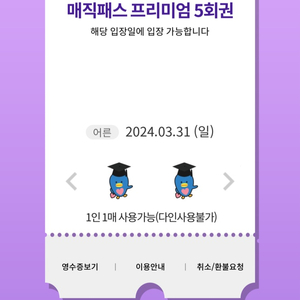 3/31(일)롯데월드 매직패스 5회권 4장