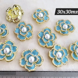 금속장식 진주장미 민트 10개 일괄