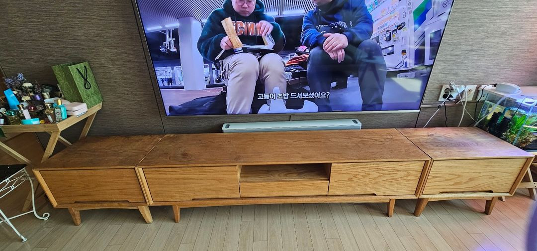 Bins70 오크원목 TV 장식장 셋트 이미지