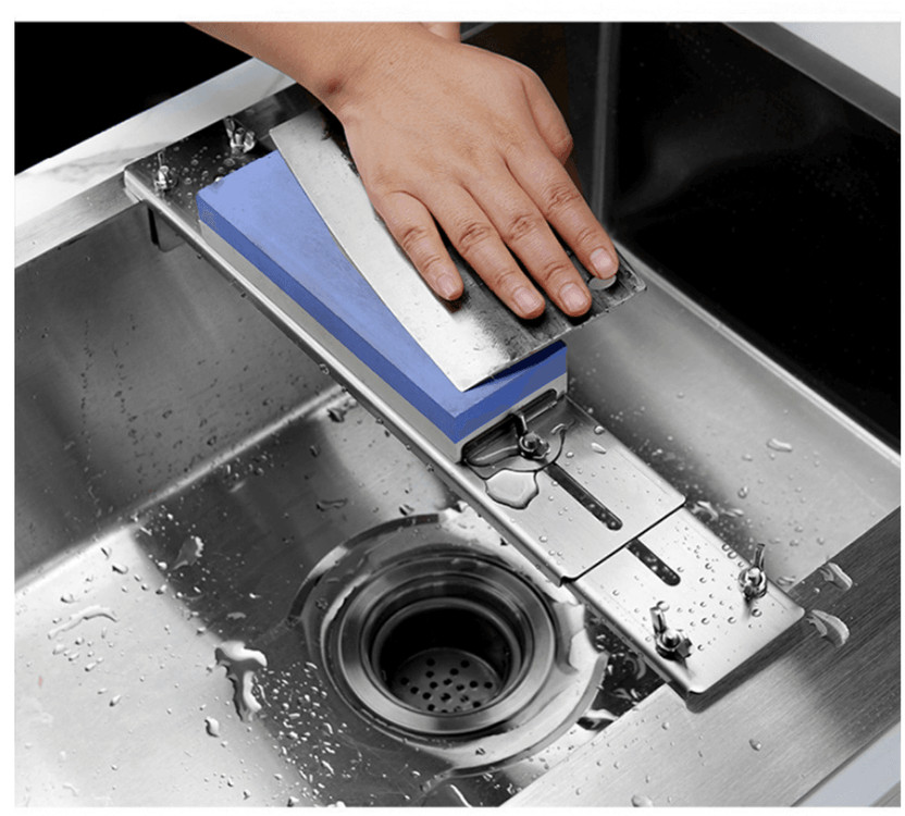 주방 싱크대 숫돌 칼갈이 스테인리스 거치대 지지대 이미지