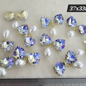 금속장식 리본큐빅 달랑이 10개 일괄