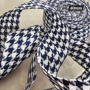 인타리본 하운드체크 네이비 10마 일괄