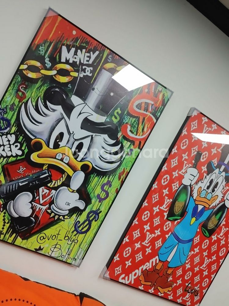 돔페리뇽 루이비통 도널드덕 대형 팝아트 그림 액자 소품--9
