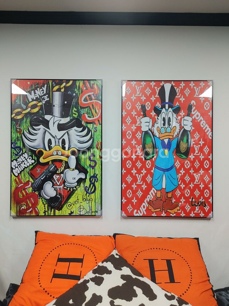 돔페리뇽 루이비통 도널드덕 대형 팝아트 그림 액자 소품--5