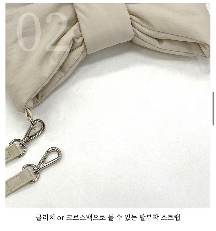 라임라이크 패딩 리본백 라이트베이지--5