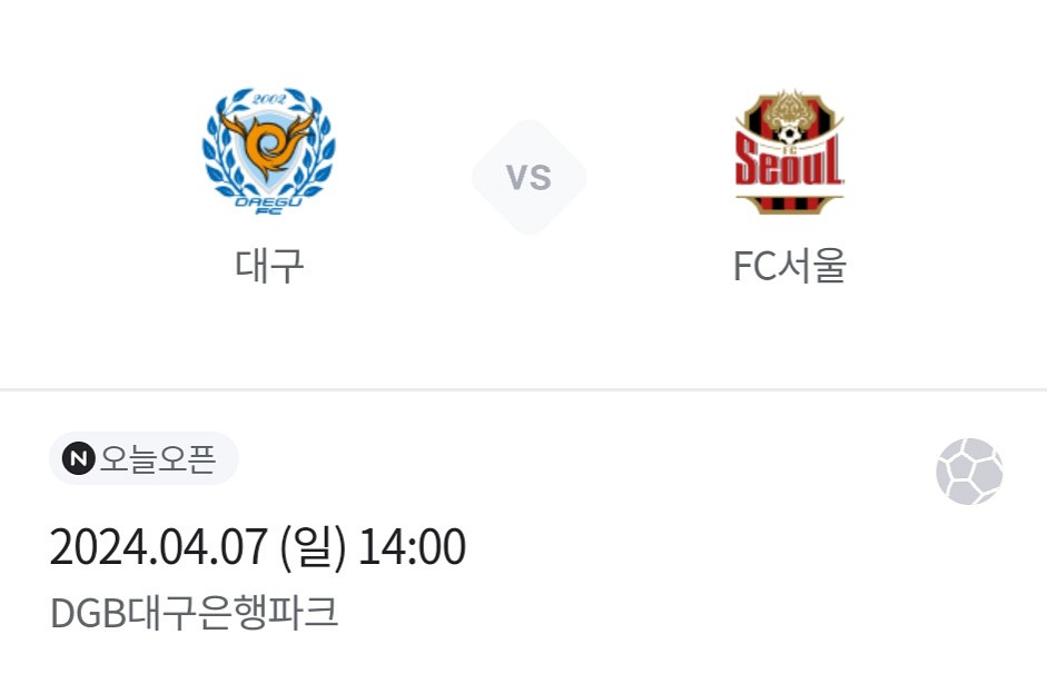 대구FC vs FC서울 E5구역 1층 1열 2연석 양도--0
