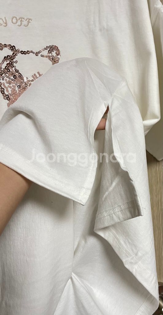 스팽글곰 오버핏 반팔티--3