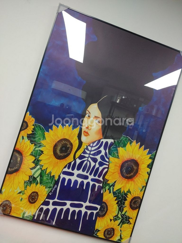 쿠사마야요이 해바라기 여인 대형 그림 액자 인테리어소품--1
