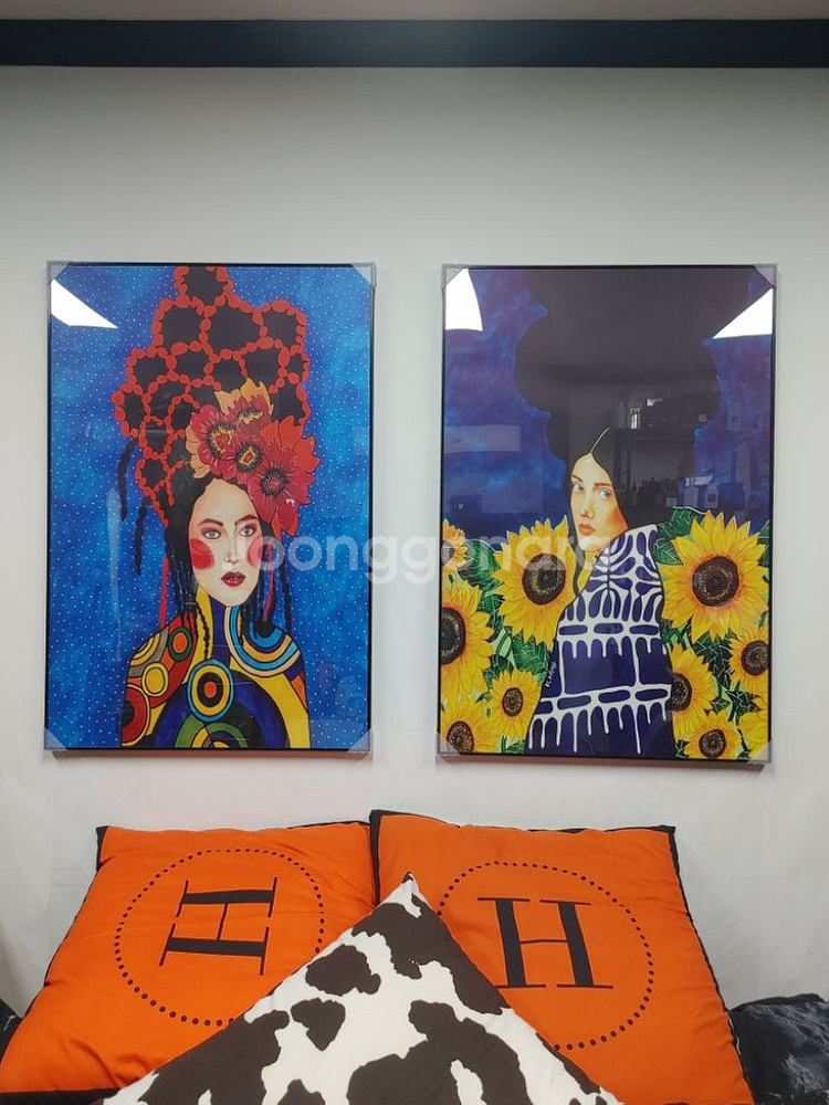 쿠사마야요이 해바라기 여인 대형 그림 액자 인테리어소품--3