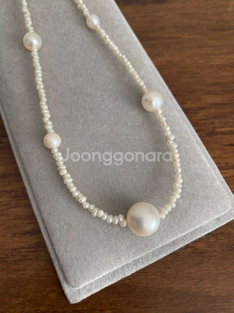 천연 담수진주 비드목걸이(925 SILVER)--2