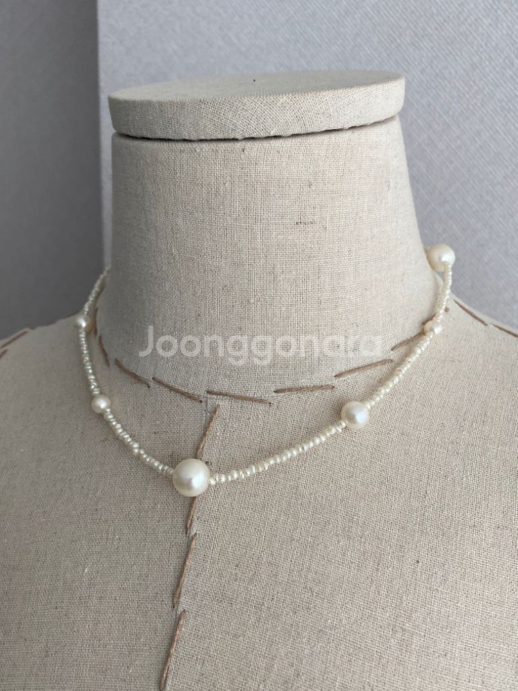 천연 담수진주 비드목걸이(925 SILVER)--8