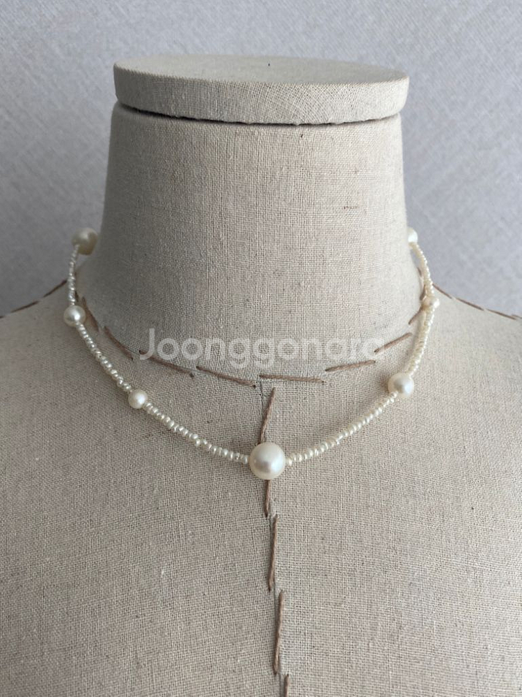 천연 담수진주 비드목걸이(925 SILVER)--7