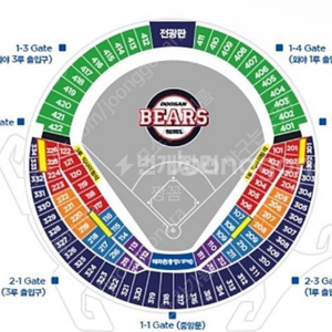 4월 14일 두산vsLG 1루네이비석 308블럭 2연석