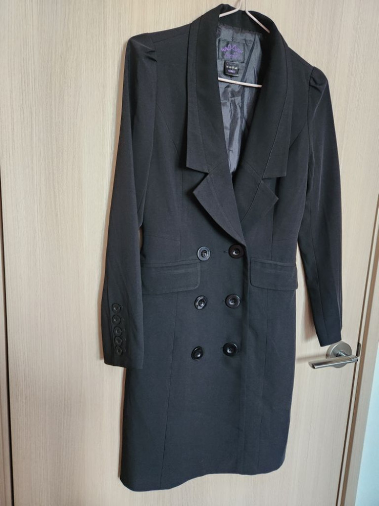 여자 봄가을코트 검정더블코트 정장자켓--1