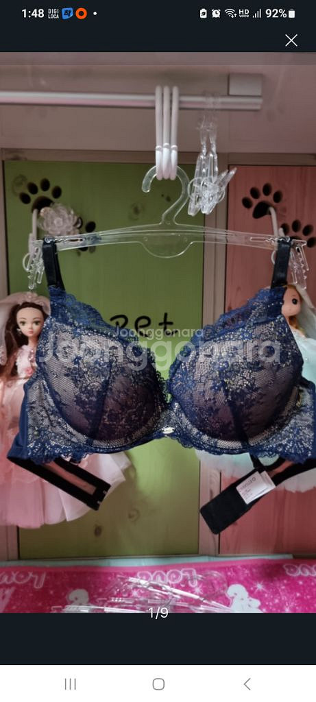 샤빌 네이비 펄 레이스 자수 브래지어 75B~75C--2