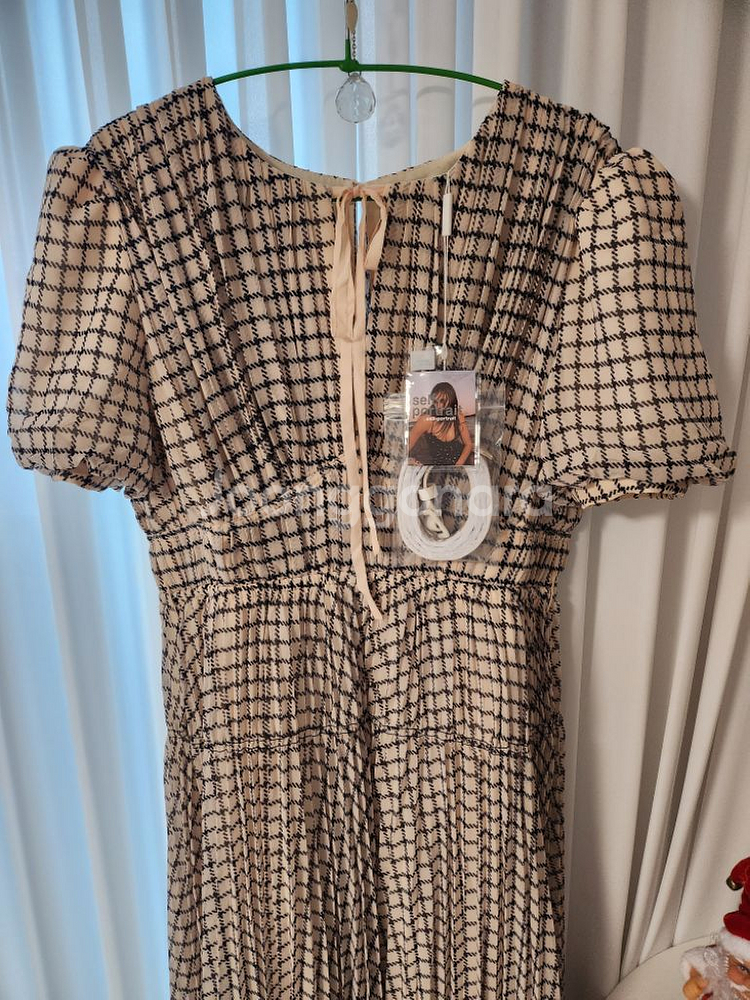 정품 새상품)셀프포트레이트 체크미디원피스 US10--3