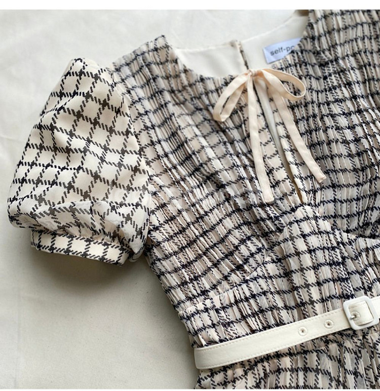 정품 새상품)셀프포트레이트 체크미디원피스 US10--7