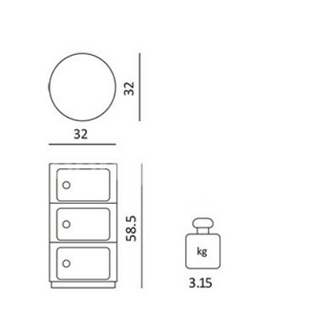카르텔 콤포니빌리 코너서랍장 선반수납함 Kartell--4