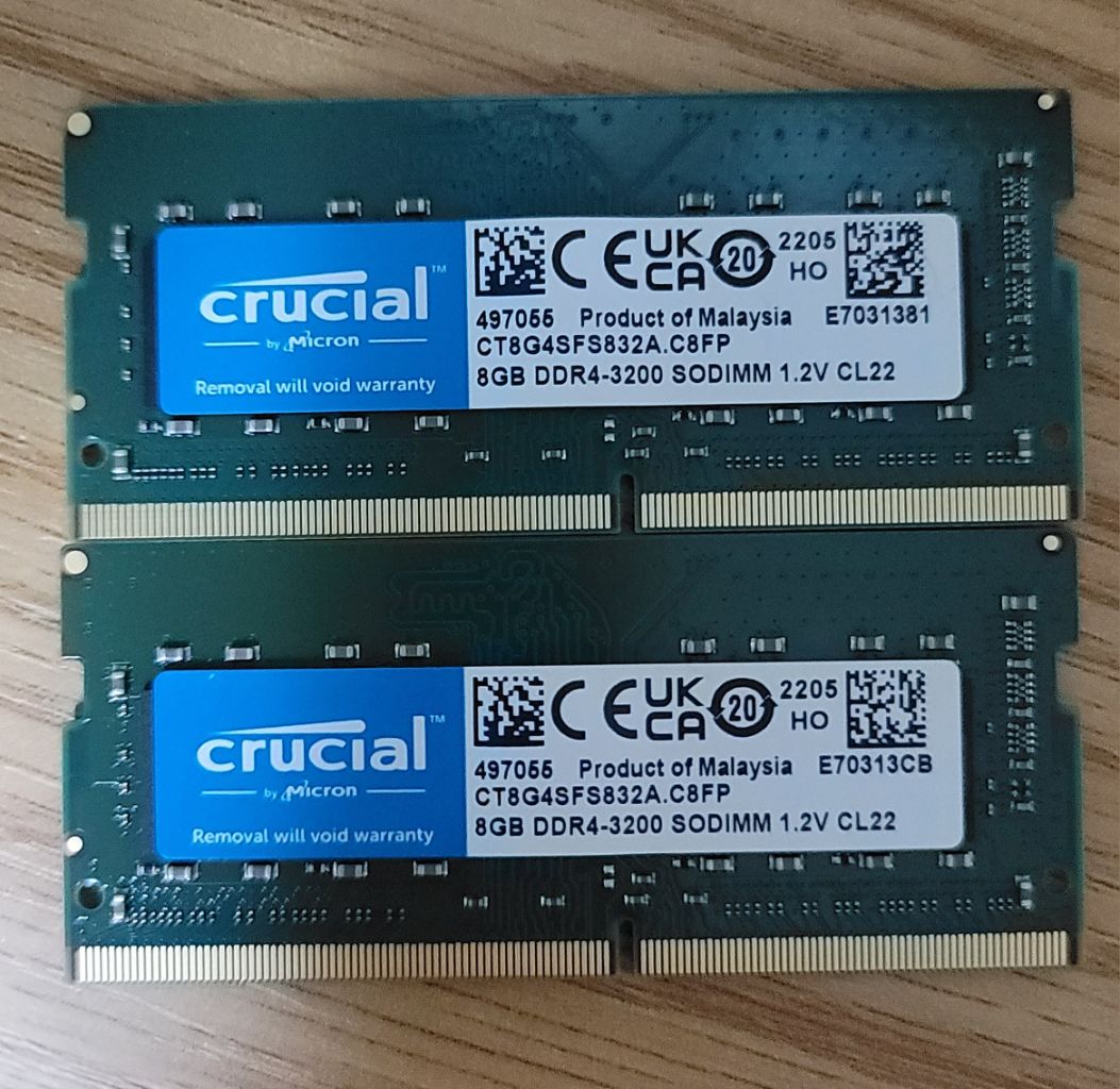 ddr4 8gb 3200 노트북용 램 2개 마이크론