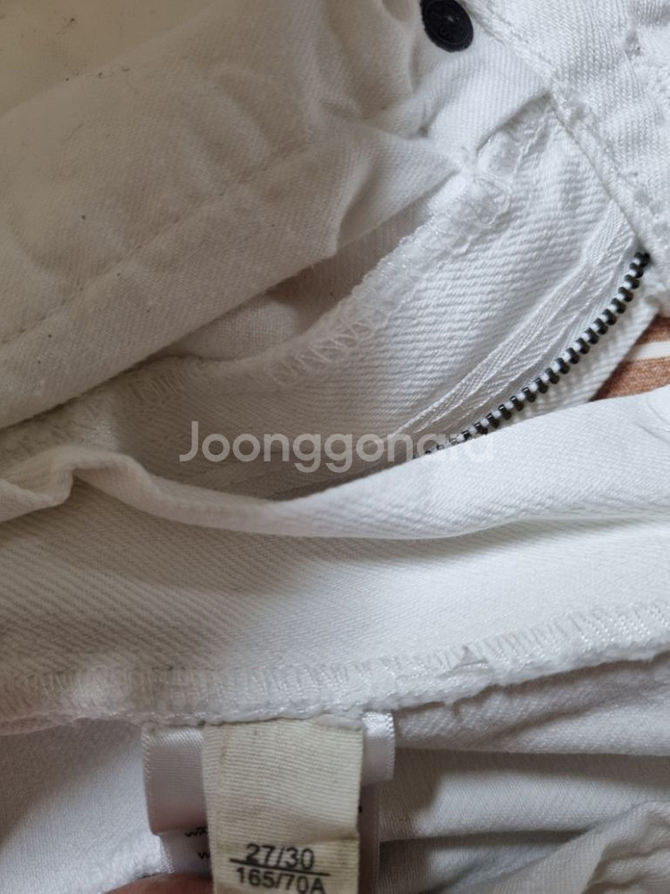 28)폴로랄프로렌 가죽패치 데님 생지 성조기 화이트바지--5