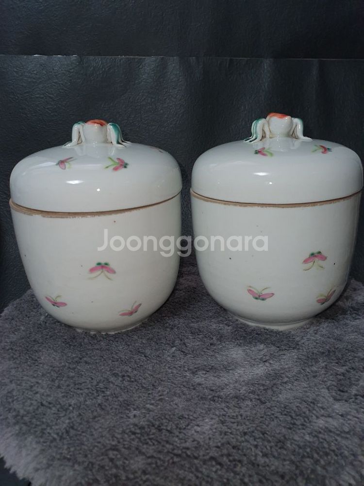 대청 동치년제(1861~1875) 천강채 화조도 합 쌍--2