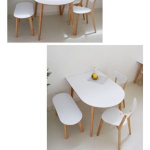 자작나무 반원테이블 식탁세트 반원형식탁 테이블의자세트